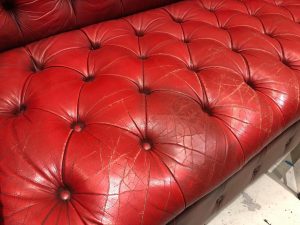 Chesterfield Sofa Badly Cracked and Damaged
